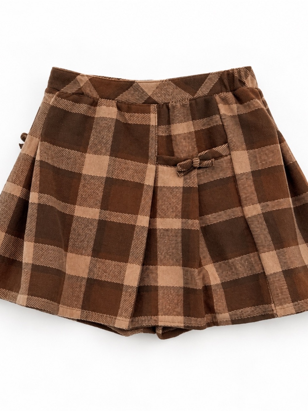 Tahari Girls Brown Tan Plaid Pleated Skirt Size 11/12 NWOT